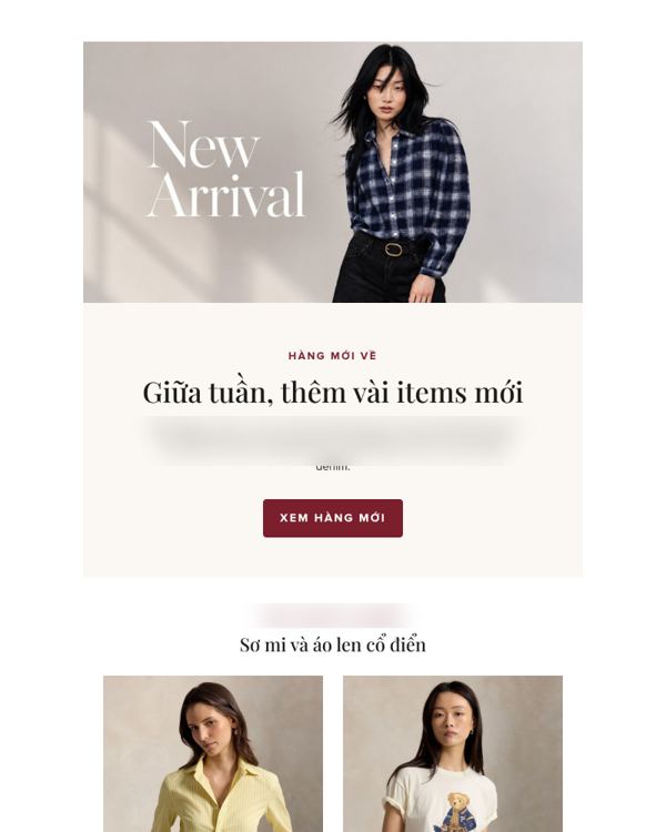 Email hàng mới về